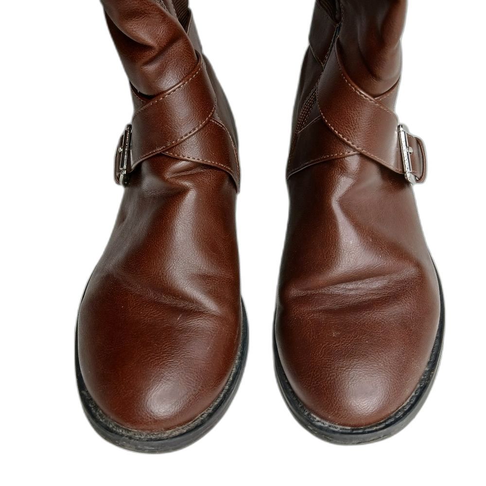 Torrid Knee Riding Boot Brown Buckle Wide Calf Size 7W - Picture 8 of 16